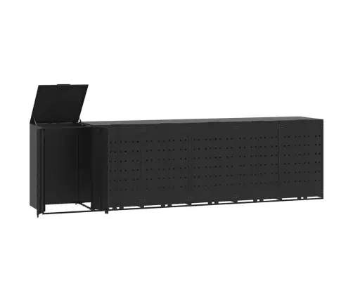 Stoginė Šešiems Konteineriams, Juoda, 414X79X117cm Plienas