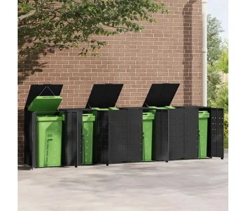 Stoginė Šešiems Konteineriams, Juoda, 414X79X117cm Plienas