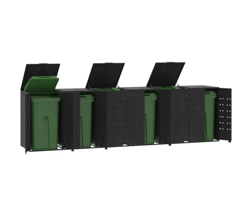 Stoginė Šešiems Konteineriams, Juoda, 414X79X117cm Plienas