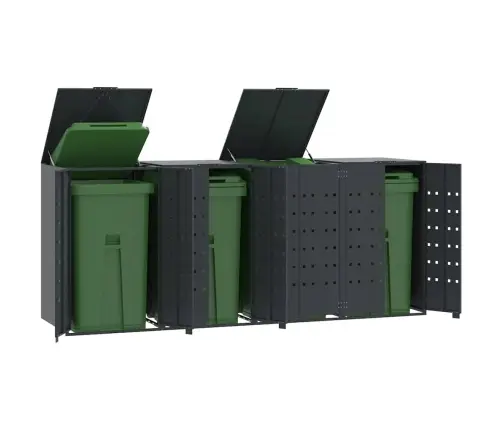 Ratastega Prügikasti Kuur 4 Prügikastile, 276X79X117 cm Teras