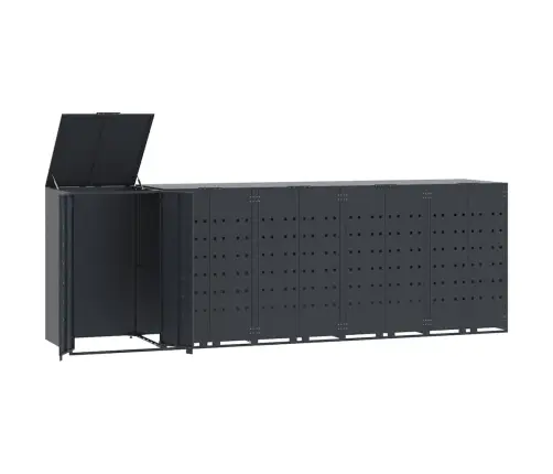 Atkritumu Tvertņu Novietne, Pelēka, 345X79X117 Cm, Tērauds Vidaxl