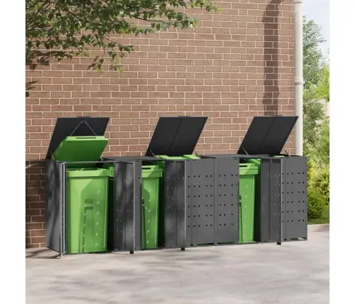 Atkritumu Tvertņu Novietne, Pelēka, 345X79X117 Cm, Tērauds Vidaxl