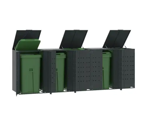 Atkritumu Tvertņu Novietne, Pelēka, 345X79X117 Cm, Tērauds Vidaxl