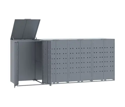 Atkritumu Tvertņu Novietne, Pelēka, 276X79X117 Cm, Tērauds Vidaxl