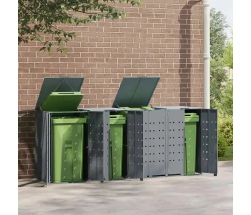 Atkritumu Tvertņu Novietne, Pelēka, 276X79X117 Cm, Tērauds Vidaxl