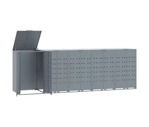 Atkritumu Tvertņu Novietne, Pelēka, 345X79X117 Cm, Tērauds Vidaxl