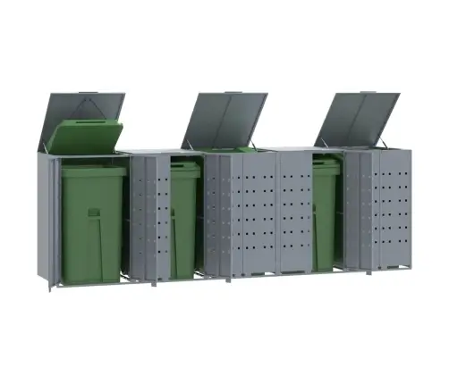 Atkritumu Tvertņu Novietne, Pelēka, 345X79X117 Cm, Tērauds Vidaxl