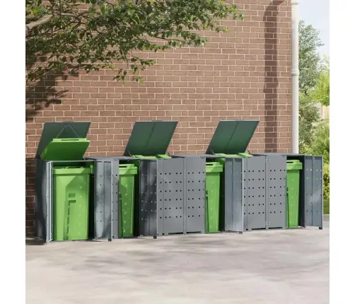 Atkritumu Tvertņu Novietne, Pelēka, 414X79X117 Cm, Tērauds Vidaxl