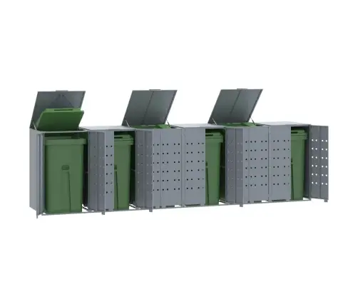 Atkritumu Tvertņu Novietne, Pelēka, 414X79X117 Cm, Tērauds Vidaxl