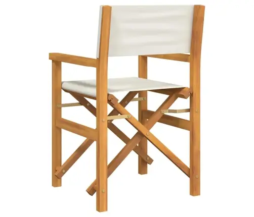 Saliekamais Direktora Krēsls Krēmkrāsas Masīvkoka Tīkkoks Vidaxl