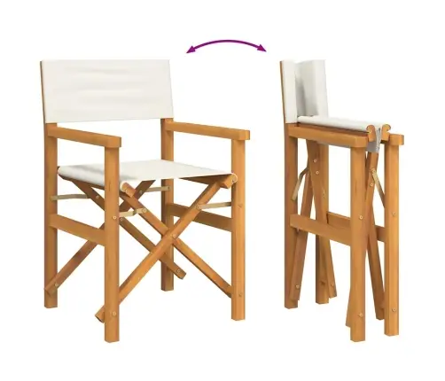 Saliekamais Direktora Krēsls Krēmkrāsas Masīvkoka Tīkkoks Vidaxl