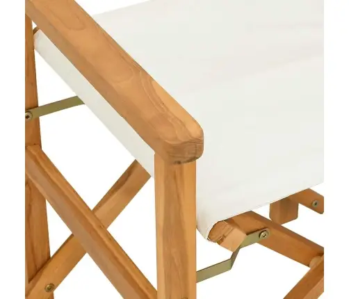 Saliekamais Direktora Krēsls Krēmkrāsas Masīvkoka Tīkkoks Vidaxl