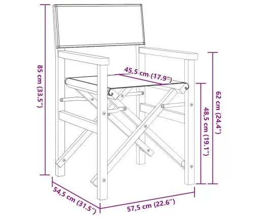 Saliekamais Direktora Krēsls Krēmkrāsas Masīvkoka Tīkkoks Vidaxl