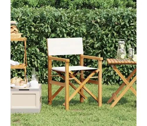 Saliekamais Direktora Krēsls Krēmkrāsas Masīvkoka Tīkkoks Vidaxl