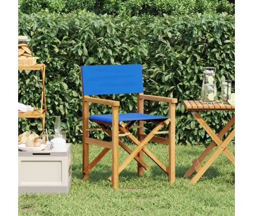 Saliekamais Direktora Krēsls Zils Masīvkoka Tīkkoks Vidaxl