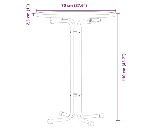 Galds, Melns, Ø70X110 Cm, Inženierijas Koks, Tērauds Vidaxl