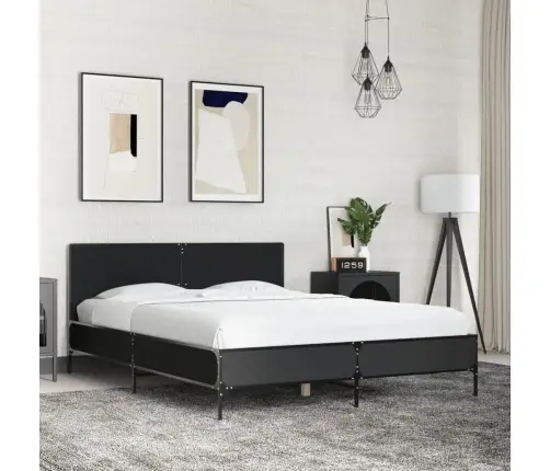 Gultas Rāmis, Melns, 120X200 Cm, Inženierijas Koks, Metāls Vidaxl