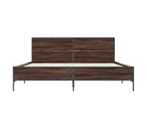 Voodiraam, Pruun Tamm, 120 X 200 cm Tehispuit Ja Metall