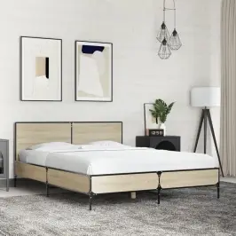 Lovos Rėmas, Ąžuolo, 140X200cm Apdirbta Mediena Ir Metalas