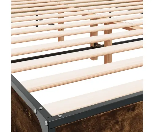 Gultas Rāmis, Ozola Krāsā, 140X200Cm, Inženierijas Koks, Metāls Vidaxl