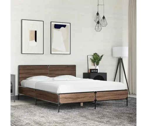 Gultas Rāmis, Brūna Ozola, 140X200Cm, Inženierijas Koks, Metāls Vidaxl Gultas Rāmis, Brūna Ozola, 140X200Cm, Inženierijas Koks, Metāls Vidaxl