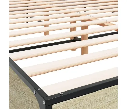 Gultas Rāmis, Ozola Krāsā, 150X200Cm, Inženierijas Koks, Metāls Vidaxl