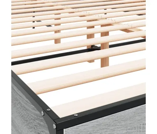 Gultas Rāmis, Pelēka Ozola,150X200Cm, Inženierijas Koks, Metāls Vidaxl