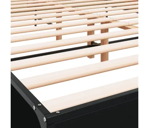 Voodiraam, Must, 160 X 200 cm Tehispuit Ja Metall