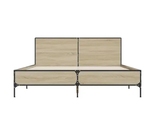 Gultas Rāmis, Ozola Krāsā, 160X200Cm, Inženierijas Koks, Metāls Vidaxl