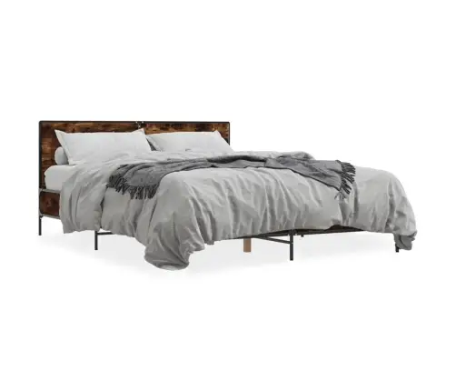 Voodiraam, Suitsutatud Tamm, 160 X 200 cm Tehispuit Ja Metall