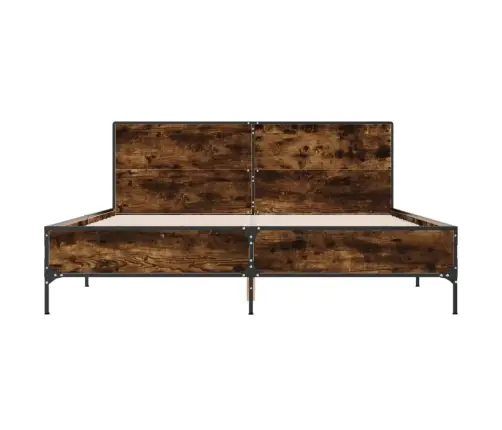 Voodiraam, Suitsutatud Tamm, 160 X 200 cm Tehispuit Ja Metall