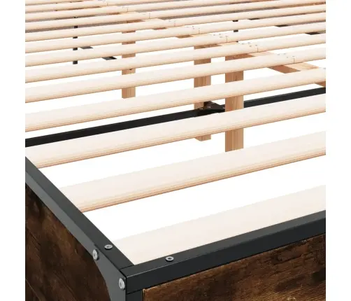 Voodiraam, Suitsutatud Tamm, 160 X 200 cm Tehispuit Ja Metall