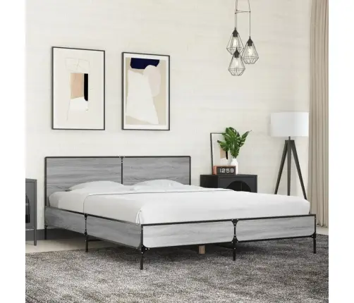 Lovos Rėmas, Pilkas Ąžuolo, 160X200cm Apdirbta Mediena/Metalas