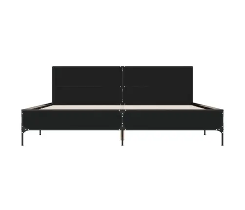 Voodiraam, Must, 180 X 200 cm Tehispuit Ja Metall