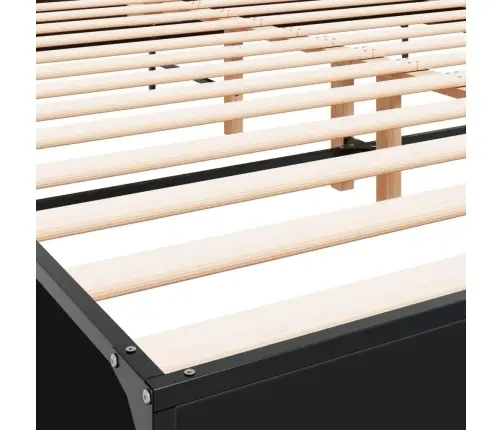 Voodiraam, Must, 180 X 200 cm Tehispuit Ja Metall