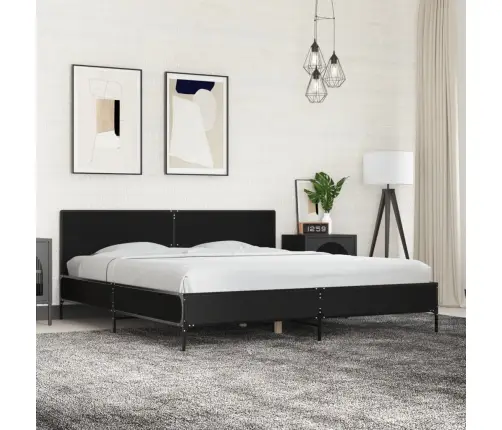 Voodiraam, Must, 180 X 200 cm Tehispuit Ja Metall