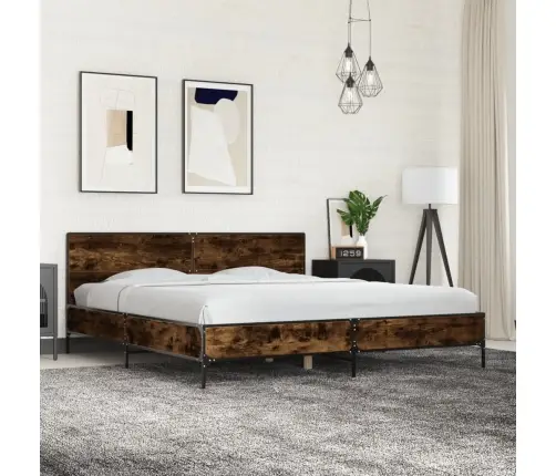 Gultas Rāmis, Ozola Krāsā, 180X200Cm, Inženierijas Koks, Metāls Vidaxl