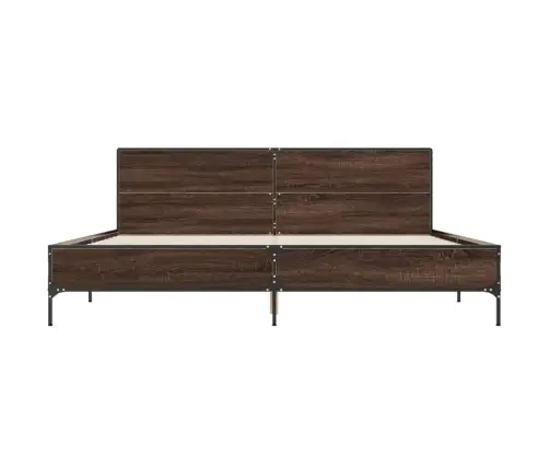 Voodiraam, Pruun Tamm, 180 X 200 cm Tehispuit Ja Metall