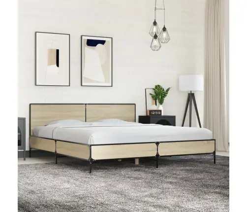 Lovos Rėmas, Ąžuolo, 200X200cm Apdirbta Mediena Ir Metalas