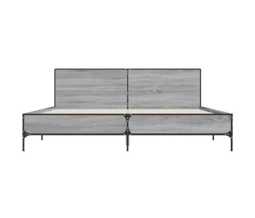 Voodiraam, Hall Sonoma Tamm, 200X200 cm Tehispuit Ja Metall