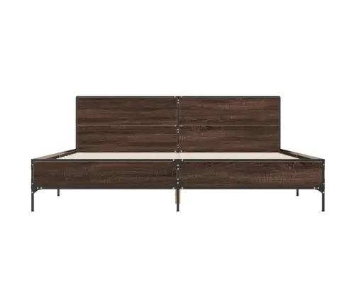 Gultas Rāmis, Brūna Ozola, 200X200Cm, Inženierijas Koks, Metāls Vidaxl