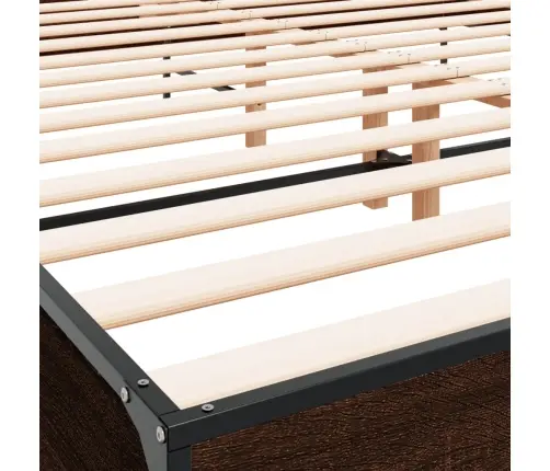 Gultas Rāmis, Brūna Ozola, 200X200Cm, Inženierijas Koks, Metāls Vidaxl
