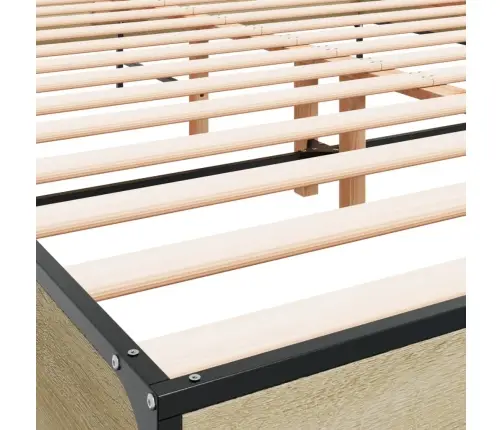Gultas Rāmis, Ozola Krāsā, 120X190Cm, Inženierijas Koks, Metāls Vidaxl