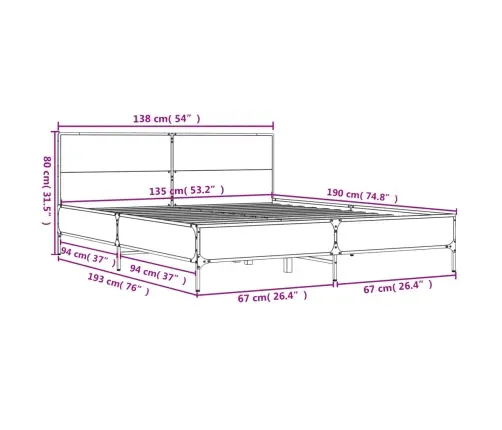 Gultas Rāmis, Melns, 135X190 Cm, Inženierijas Koks, Metāls Vidaxl Gultas Rāmis, Melns, 135X190 Cm, Inženierijas Koks, Metāls Vidaxl