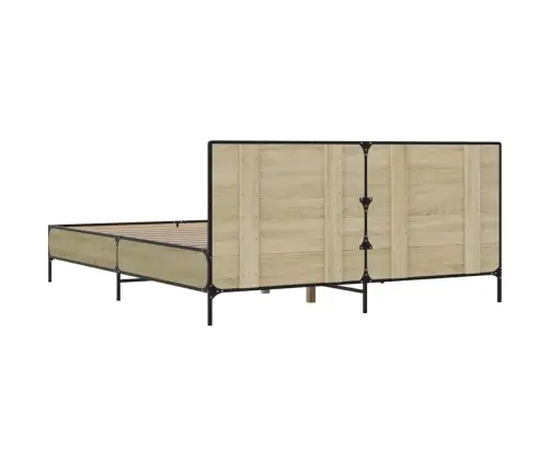 Voodiraam, Sonoma Tamm, 135 X 190 cm Tehispuit Ja Metall