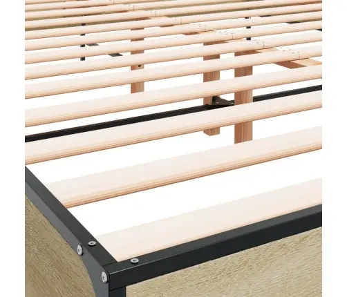 Voodiraam, Sonoma Tamm, 135 X 190 cm Tehispuit Ja Metall