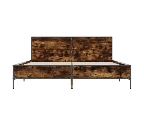 Gultas Rāmis, Ozola Krāsā, 140X190Cm, Inženierijas Koks, Metāls Vidaxl