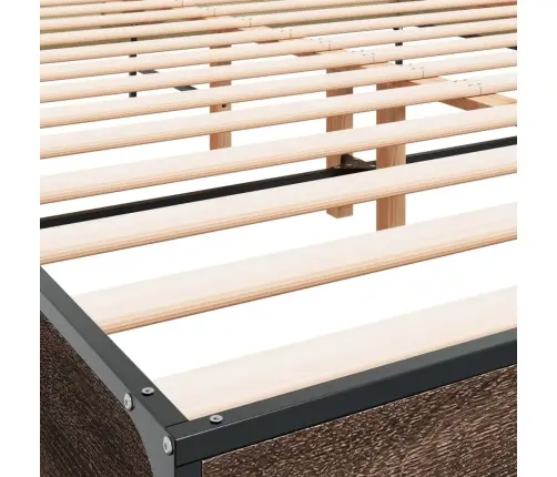 Voodiraam, Pruun Tamm, 140 X 190 cm Tehispuit Ja Metall