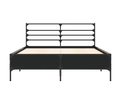 Gultas Rāmis, Melns, 120X200 Cm, Inženierijas Koks, Metāls Vidaxl