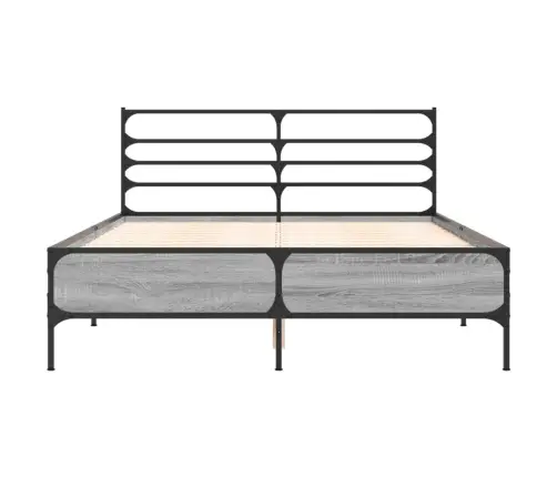 Voodiraam, Hall Sonoma Tamm, 120 X 200 cm Tehispuit Ja Metall